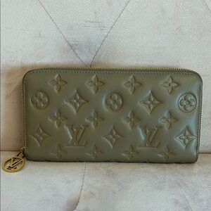 Louis Vuitton Beige Empreinte Leather Wallet Designer Zip Wallet